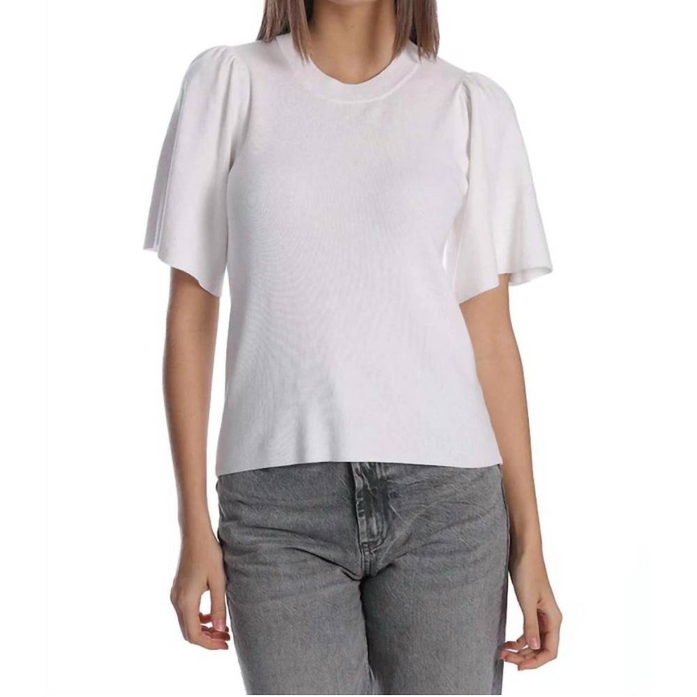 MINNIE ROSE flared sleeve crewneck short sleeve sweater EUC size small